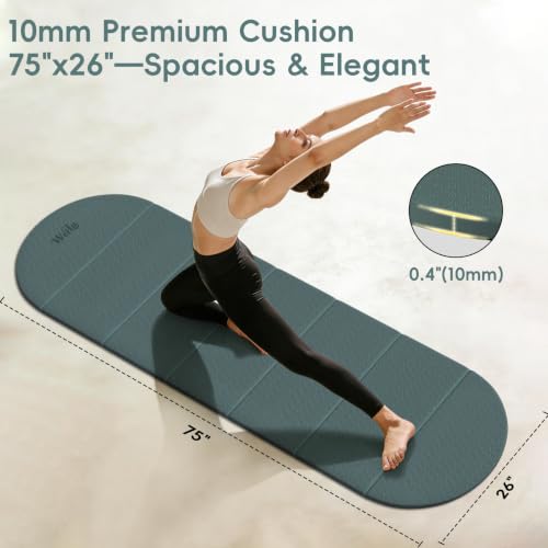 WeiLa Foldable Yoga Mat,10mm Extra Thick,Extra Long (75"x26") for Women&Men - color: Dark Green & Black