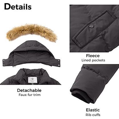 WenVen Women's Winter Thickened Long Puffer Coat Warm Parka Jacket - color: Charcoal, size: Large