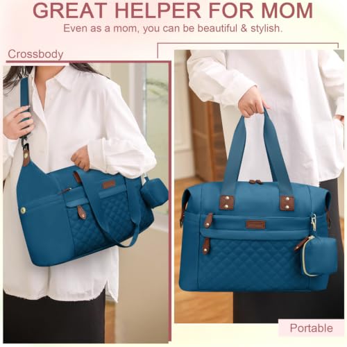 Pritent Diaper Bag Tote Waterproof Maternity Baby Bags with Pacifier Case - color: Blue, size: Medium