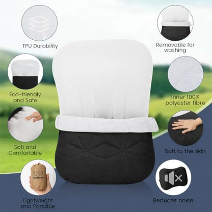 UWILLION Inflatable Camping Pillow with Removable Washable Cover, Black - color: Black