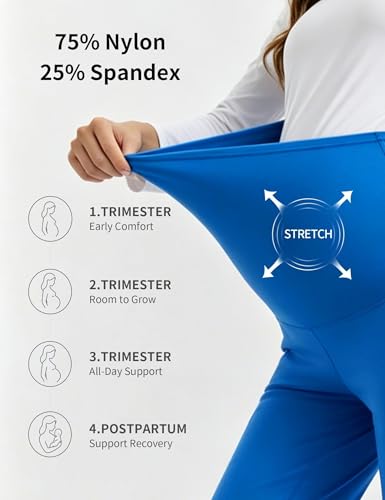 QBK Women's Maternity Scrub Pants Cargo Work Pants 4-Way Stretch 6 Pockets - color: Royalblue, size: 3X-Large