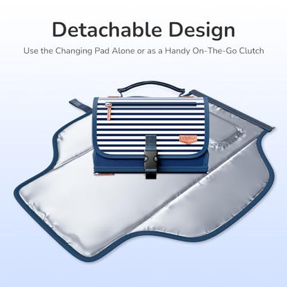Alatino Portable Diaper Changing Pad, Wipe Clean, Large 25x22,Navy Blue - color: Navy Blue