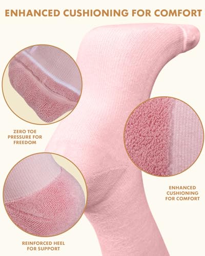 Thick Soft Cotton Compression Socks - color: Pink and Beige, size: Large-X-Large