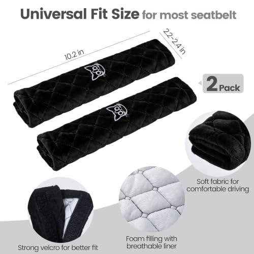 Amooca 2 Pack Seat Belt Covers Soft Shoulder Pad for Cars & Backpack - color: Black Cat