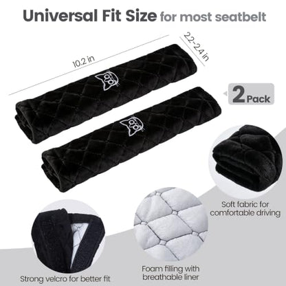 Amooca 2 Pack Seat Belt Covers Soft Shoulder Pad for Cars & Backpack - color: Black Cat