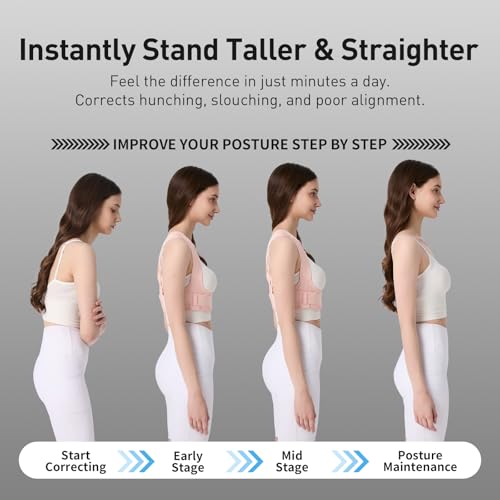 Posture Corrector for Women Back Brace Shoulder Straightener Pink, S/M