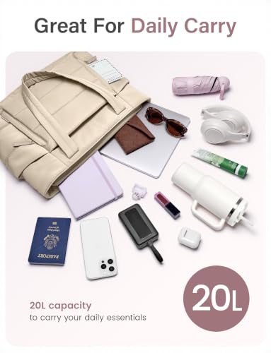 Uselike Tote Bag for Women with Zipper, Quilted Puffer Tote Bag with Compartments, Lightweight Puffy Work Bags for Women - color: Desert