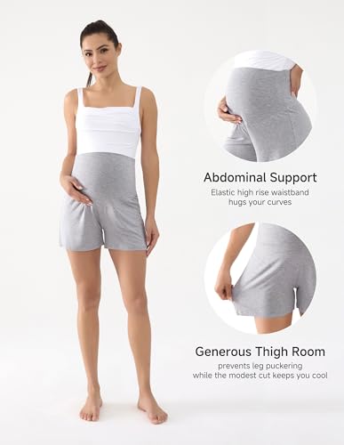 Viscose from Bamboo Maternity Summer Lounge Pajama Shorts - color: Grey, size: X-Large