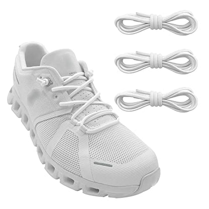 3 Pairs Elastic Shoe Laces Replacement Laces for Running Shoes,Stretch Oval Strings Replacement Shoestrings - color: White