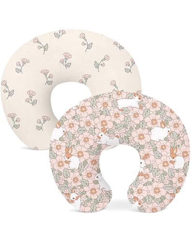 Nursing Pillow Covers 2 Pack, Stretchy Breastfeeding Pillow Covers for Baby - color: Bunny Garden