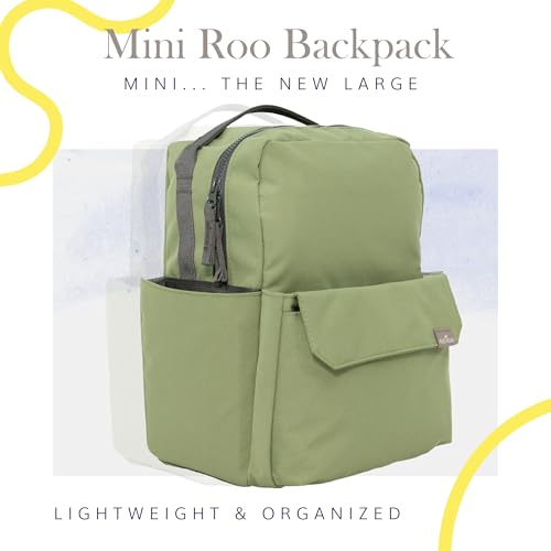 Mini Roo Diaper Bag Backpack, Moss Green Baby Bag - 6 Pocket Daily Carry - color: Moss