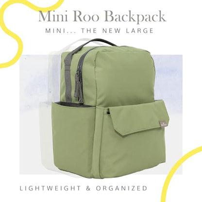 Mini Roo Diaper Bag Backpack, Moss Green Baby Bag - 6 Pocket Daily Carry - color: Moss