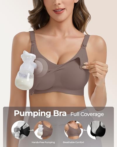 Vinfact Pumping Bra Hands Free Comfort Wireless Seamless Breast Pump Bra - color: Grey, size: Small