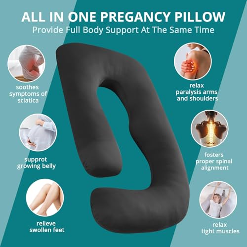 Cooling Pregnancy Pillows for Sleeping, 57'' Full Body Pillow, Black - color: Black, size: 57 Inch