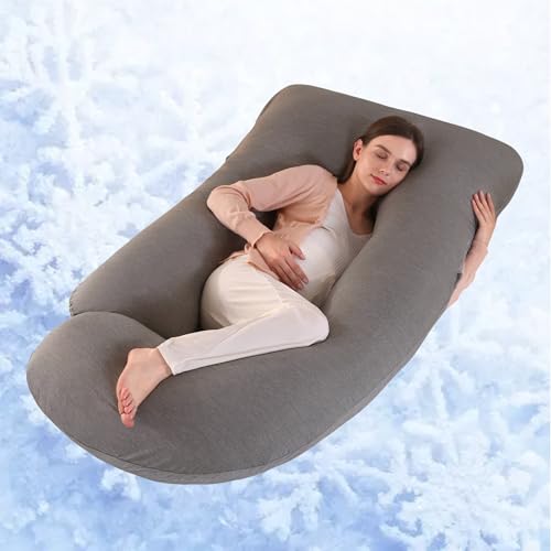ALLOPERA Pregnancy Pillow, Full Body Maternity Pillow 57 inch, with Removable Washable Cover - Sleep Support for Legs, Back, Neck, Shoulder, HIPS, Belly for Pregnent Women (Cooling Cover) - color: Cooling Cover