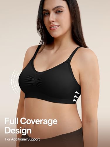 Angelhood Women Nursing Bras for Breastfeeding 5 Pack, Maternity Sleep Bra - color: 5 Pack Multicoloured K, size: 3X-Large