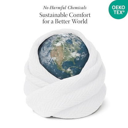 Threadmill Luxury 100% Cotton Queen Herringbone Blanket, Bright White - color: Bright White, size: Queen (90" x 92")