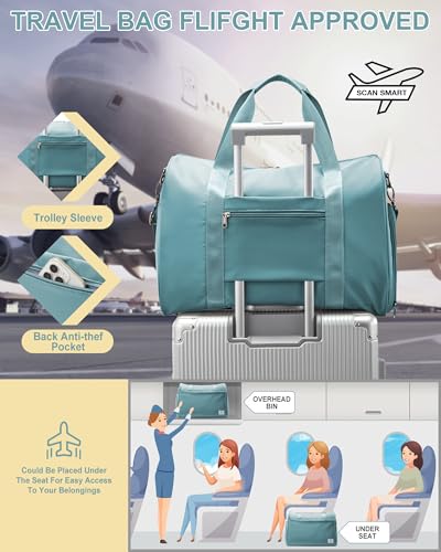 Travel Weekender Bags with Shoe Compartment Overnight Bag Light Blue - color: K4-Light Blue