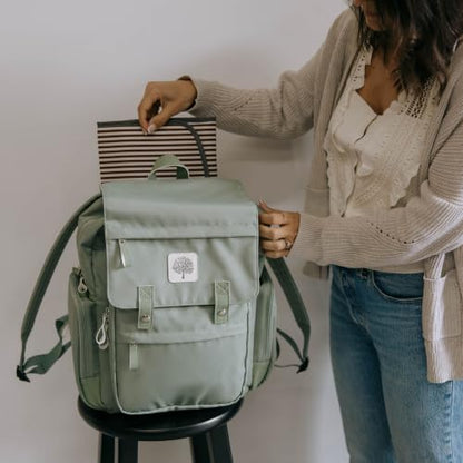 Parker Baby Co. Diaper Bag Backpack with Changing Pad - Sage - color: Sage Green