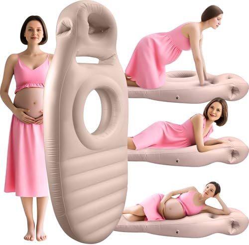 Inflatable Pregnancy Pillow with Belly & Face Opening,Full Body Maternity Airbed for Stomach Sleeping,Portable Prone Support Bed for Expecting Moms,Portable & Includes Electric Pump Gray - color: Gary