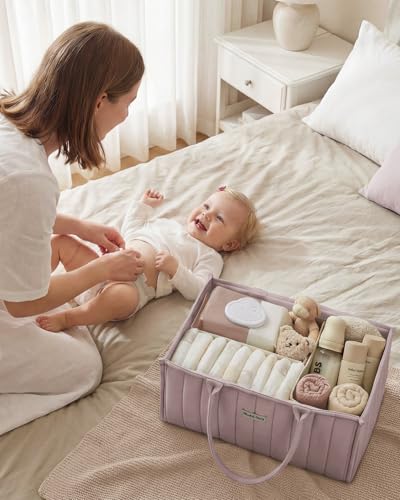 Blissful Diary Baby Diaper Caddy Organizer, Nursery Storage, Mauve Pink - color: Mauve Pink