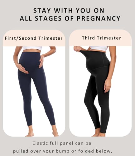 wirarpa Women's Maternity Leggings Over The Belly Buttery Yoga Pants 25" - color: Black, size: Medium