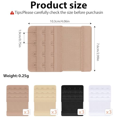 Meliya Women's Bra Extenders 4 Hook, Comfortable Soft Stretchy Back Bra Extension Strap - color: Deep Skin Color