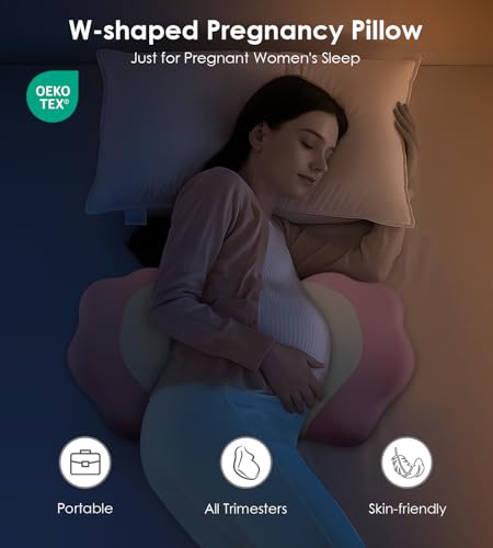 Memory Foam Pregnancy Pillow Cooling Maternity Pillow for Belly Support - color: Pink