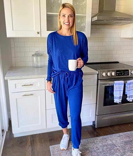 PRETTYGARDEN Travel Outfit Women 2 Piece Lounge Sets - color: Blue, size: 3X-Large