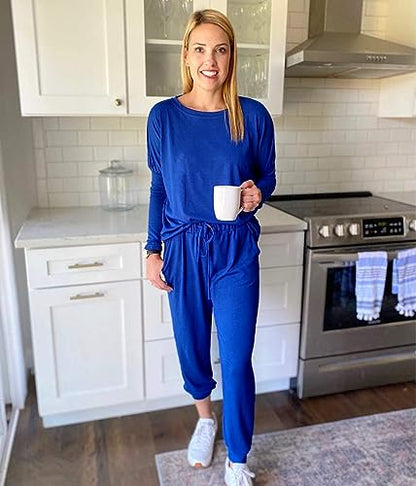 PRETTYGARDEN Travel Outfit Women 2 Piece Lounge Sets - color: Blue, size: 3X-Large
