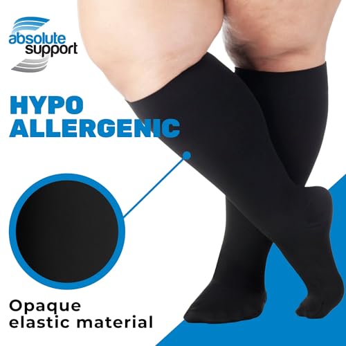 ABSOLUTE SUPPORT Men & Women Compression Socks, 20-30mmHg - color: Black, size: XX-Large