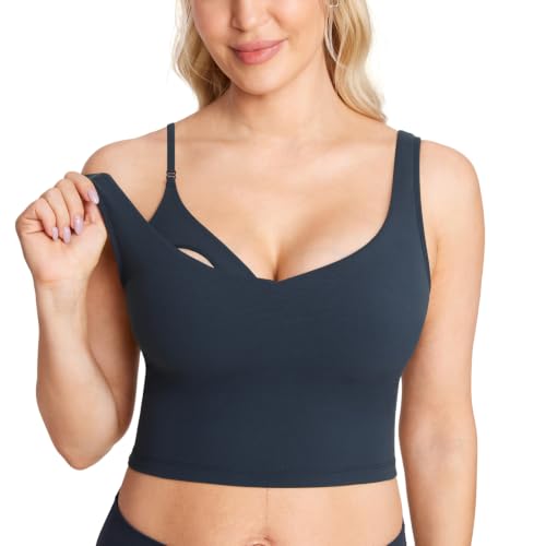 MOMANDA Longline Sports Nursing Bras - color: Twilight Blue, size: X-Small