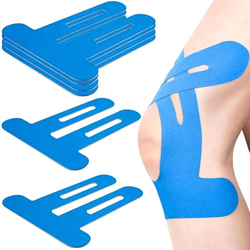 Precut Kinesiology Tape for Knees, 6 Pcs – Knee Support & Stability, Waterproof & Sweatproof Athletic Tape, Breathable Hypoallergenic Latex-Free Elastic Sports Tape for Active Movement, Blue - color: Blue, size: 6 Count (Pack of 1)
