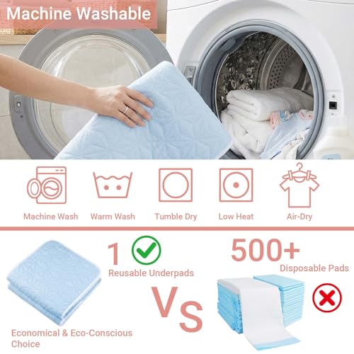 2 Pack Quilted Waterproof Pads for Bed Washable 34x36 Inch Blue - color: Blue, size: 34"x36"