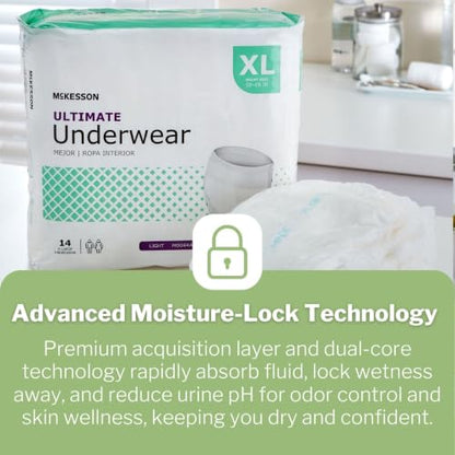 McKesson Ultimate Adult Incontinence Underwear, XL, Maximum, 68 in, 14 ct - size: X-Large (14 Count)