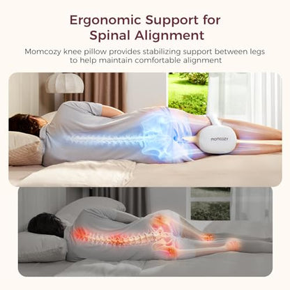 Momcozy Knee Pillow for Side Sleepers, Soft Memory Foam & Pinch-Free Design - color: Cream White