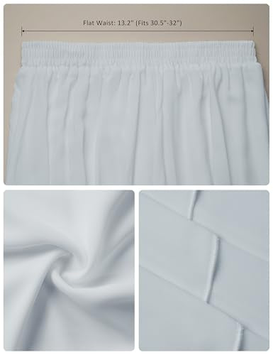 v28 Women Full/Ankle Length Elastic Pleated Retro Maxi Chiffon Long Skirt - color: White, size: Medium