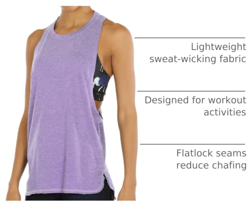 icyzone Women's Racerback High Neck Workout Athletic Yoga Muscle Tank Tops - color: Lavender, size: Medium