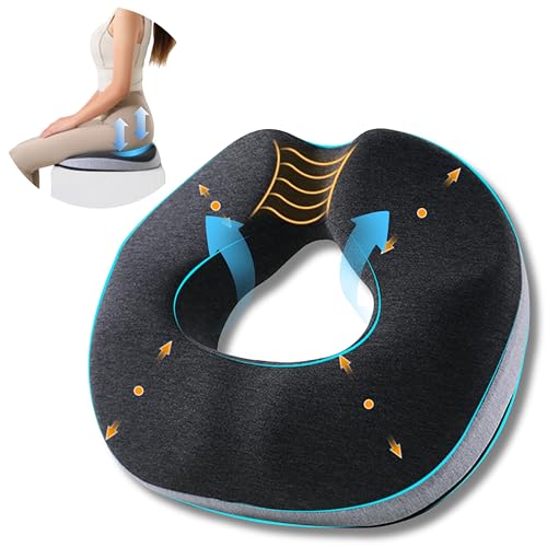 Donut Pillow for Tailbone Pain Relief&Hemorrhoids Postpartum Seat Cushion - color: Black&gray