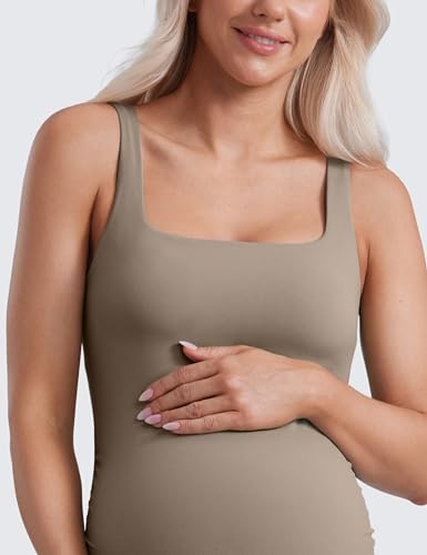 CRZ YOGA Maternity Square Neck Tank Tops - color: Nomad Grey, size: X-Large