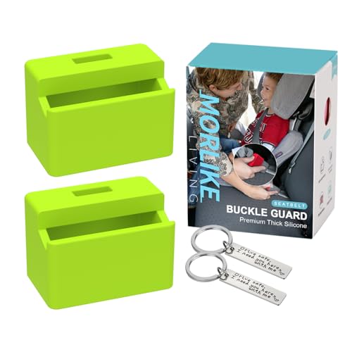 Morlike Silicone Seatbelt Secure Buckle Safety Cover Lock | Keep Children Safe in Car Seat and Prevent Kids from Accidentally Unbuckling | Buckle Guard Fits Almost Vehicles(Green, 2 Pack) - color: GREEN2