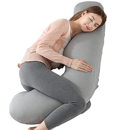 BATTOP Pregnancy Pillows for Sleeping,Maternity Pillow with Cooling Cover,Support for Belly,Hips, Legs,Pregnancy Must Haves,Side Sleeper Body Pillow - color: Cooling-grey