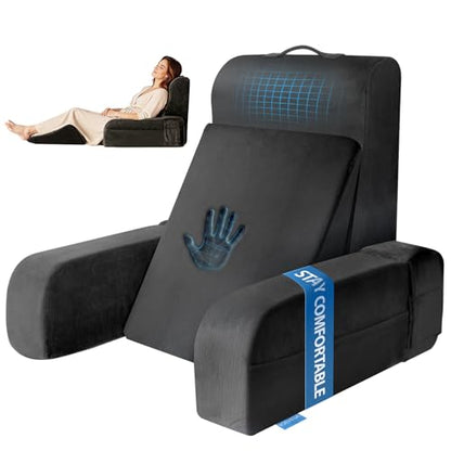 Kayfia Reading Pillow, Gel Memory Foam Back Rest Pillow, 19", Black - color: Black, size: Standard(19'')