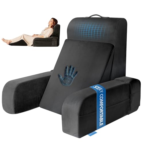 Kayfia Reading Pillow, Gel Memory Foam Back Rest Pillow, 19", Black - color: Black, size: Standard(19'')