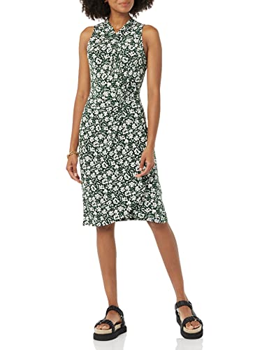 Amazon Essentials Women's Sleeveless Faux Wrap Dress with Crossover Twist Neck - color: Dark Green, Floral, size: Medium