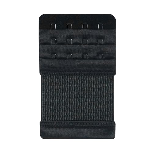 Bra Extenders 4 Hook Elastic Stretchy Bra Extensions Strap Comfortable 3pcs-Pack - color: Black, 4 Hook 1/2 Inch Spacing
