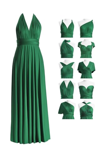 72styles Maxi Infinity Dress for Bridesmaids, Convertible Multi-Way Wrap - color: Emerald Green, size: One Size Plus