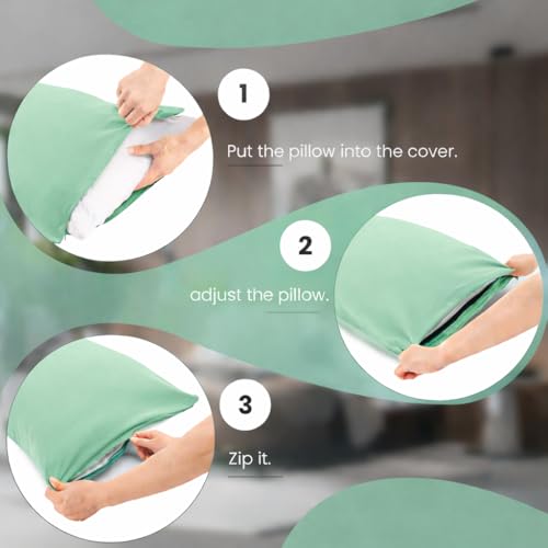 EVOLIVE Body Pillow Cover 21"x54", Microfiber, Hidden Zipper (Mint) - color: Mint
