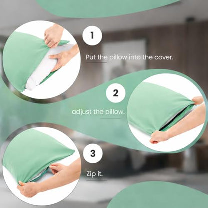 EVOLIVE Body Pillow Cover 21"x54", Microfiber, Hidden Zipper (Mint) - color: Mint