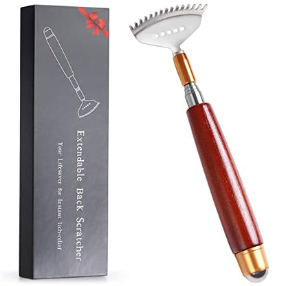 Back Scratcher for Women Men Extendable with Massage Roller - color: Dark Red